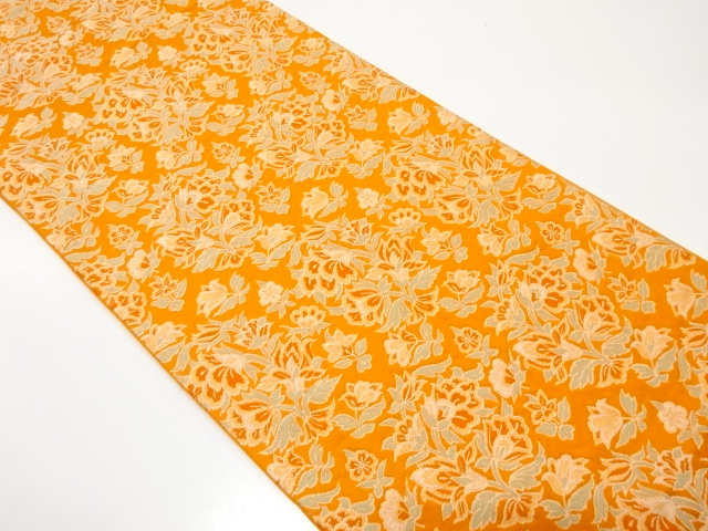 花更紗模様織り出し　袋帯